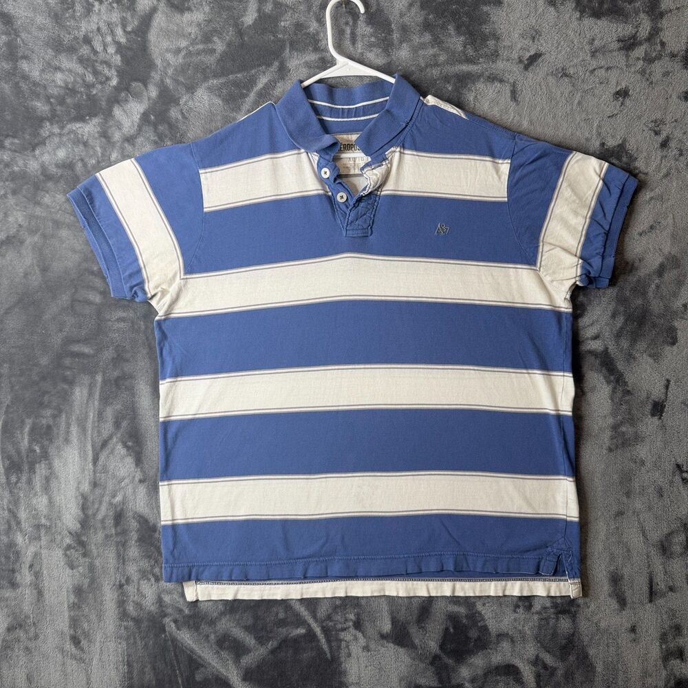 Vintage Y2K Aeropostale Short Sleeve Striped Collard Polo Size X-Large